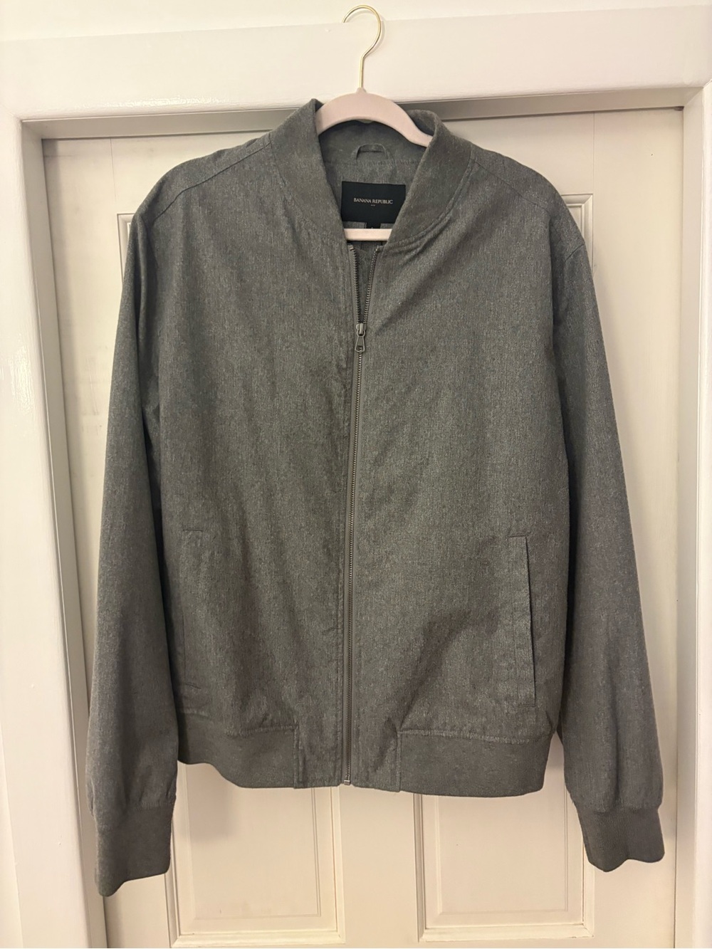 Banana Republic Men's Heather Gray Bomber Jacket
